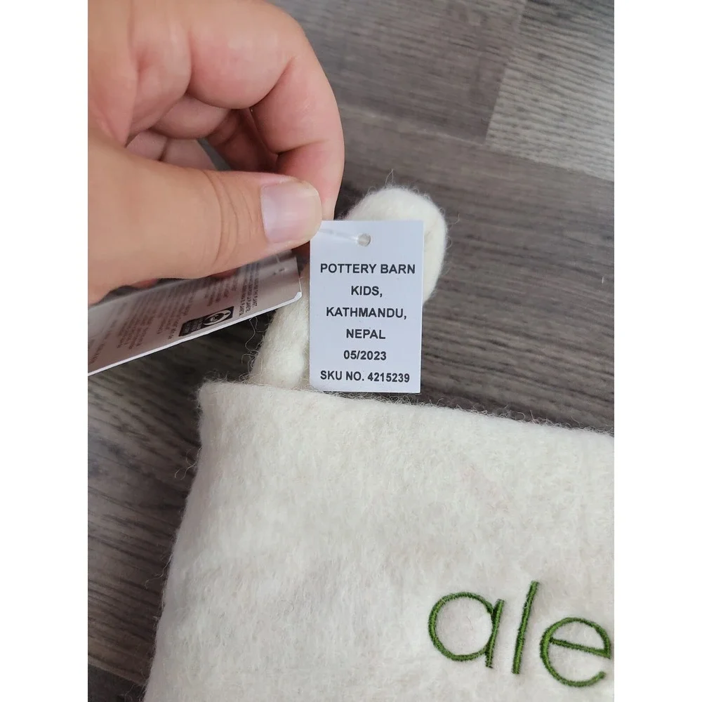 West Elm Felted Wool Christmas Stocking Puppy‎ Dog Alex Pottery Barn Holiday NWT